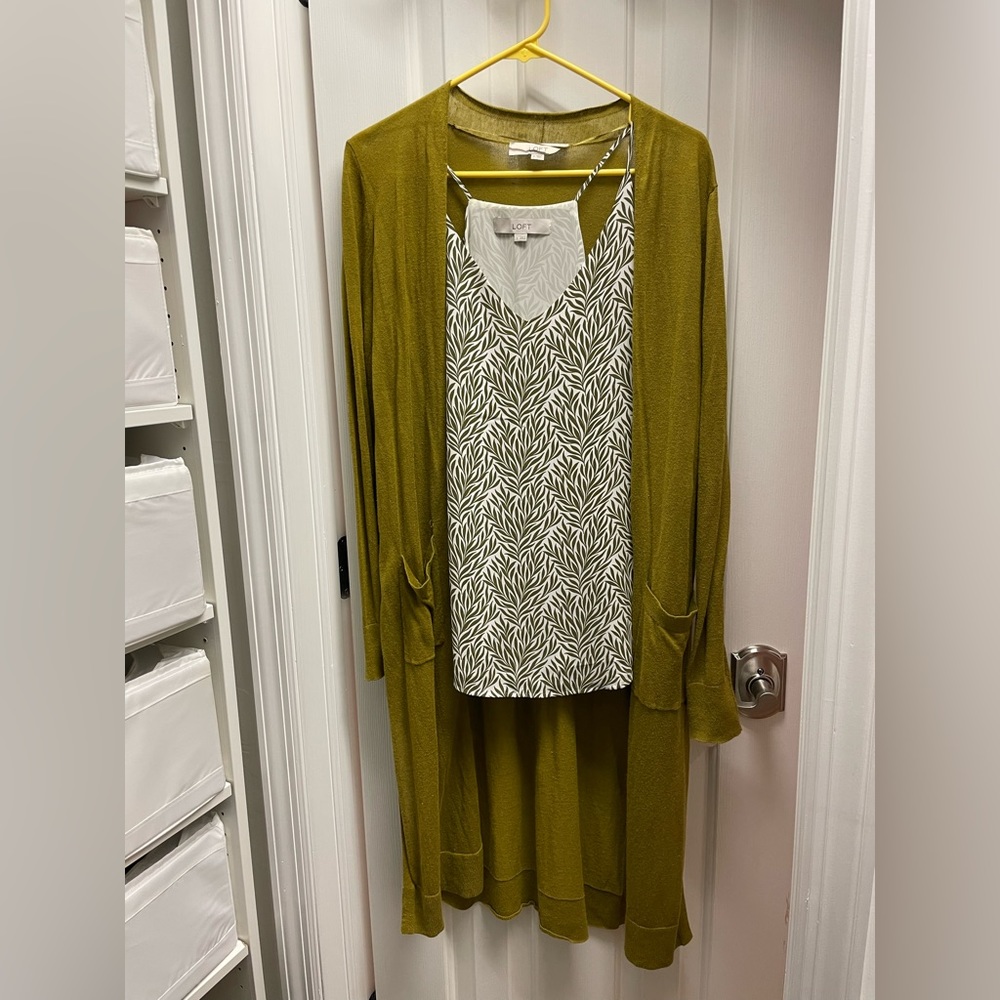 Loft Green and white Blousy Tank